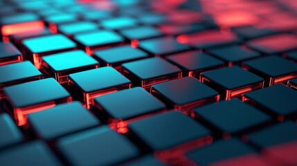 Fototapeta premium Abstract 3D Geometric Pattern with Red and Blue Lighting.