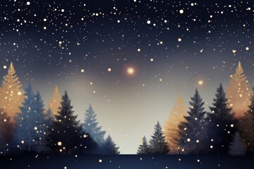 Fototapeta premium Gold christmas trees light dots border astronomy outdoors nature.