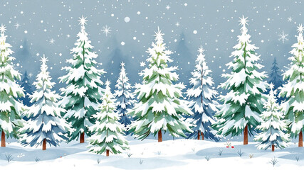 Obraz premium A poster or banner for christmas with christmas tree decorations on snow