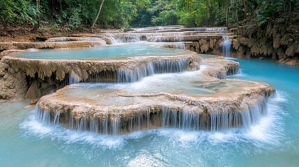Naklejka premium Explore the environmental impact of pollution and mitigation strategies in natural waterfalls