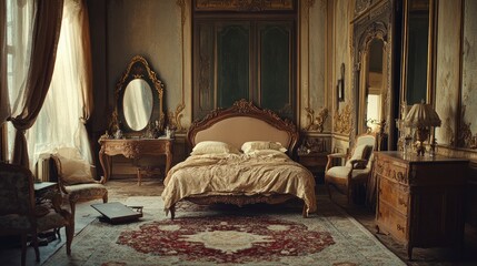 Fototapeta premium Luxurious Bedroom in a Grand Old Mansion