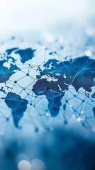 A world map with connected lines representing global networking and communication.