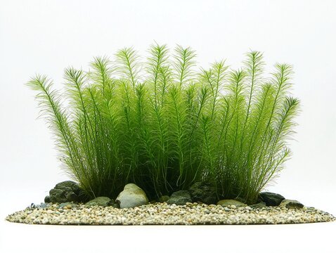collection Syringodium filiforme seagrass elongated thin leaves showcasing vibrant medium green color and intricate surface details presented pure white backdrop clarity.