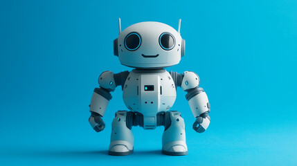 Fototapeta premium robot 3d technology android character cartoon render machine cyborg cute toy computer white funny blue illustration robotic futuristic isolated red future artificial camera Generative AI 