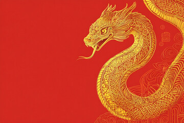 Obraz premium Red background with gold dragon