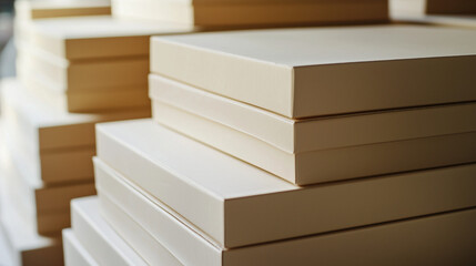 Closed cardboard boxes. Close-up.