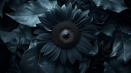 Black sunflower in a Gothic bouquet