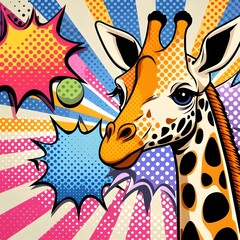 Obraz premium 기린, 팝아트 (Giraffe, pop art)