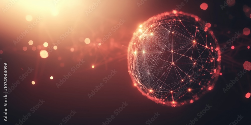 Poster digital globe with interconnected lines and glowing nodes, abstract technology background
