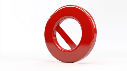 No entry 3D prohibition sign with bold red circle and slash, isolated on a white background