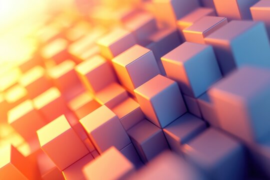 Fototapeta Abstract composition of 3D cubes with a gradient light effect.