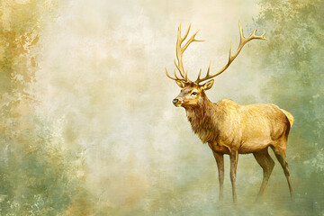 Watercolor painting of majestic elk with antlers