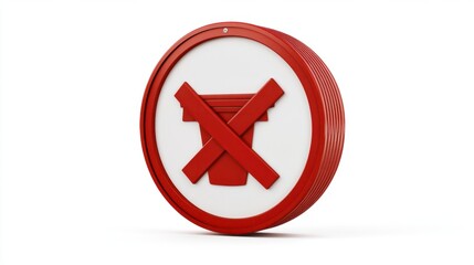 Obraz premium No littering 3D prohibition sign with a crossed-out trash icon, isolated on a white background