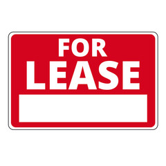 For lease sign with telephone number blank space on a white background
