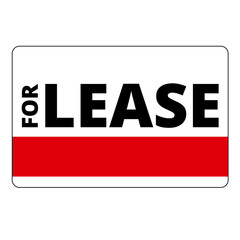 For lease sign with telephone number blank space on a white background