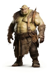 Obraz premium Ogre adult white background bodybuilder.