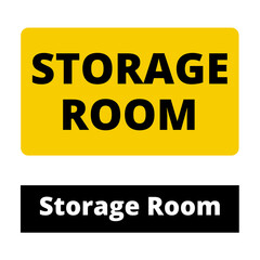 Yellow and black storage room signs on a white background