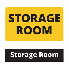 Yellow and black storage room signs on a white background