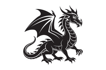 Naklejka premium Dragon Silhouette vector illustration, Dragon Silhouette, Dragon Silhouette PNG 