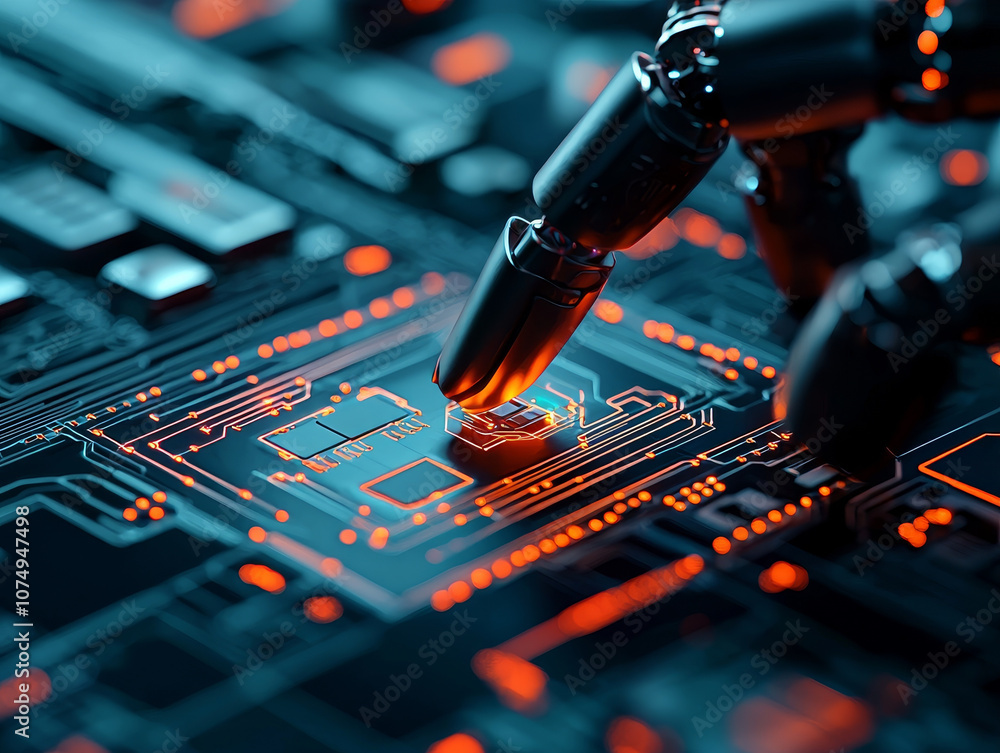 Poster image showcases robotic hand delicately interacting with circuit board, symbolizing fusion of techno