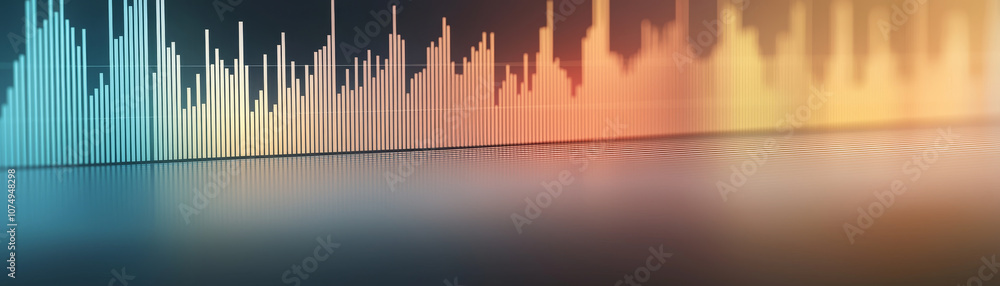 Poster abstract representation of sound waves oscillating in vibrant colors, showcasing dynamic nature of a