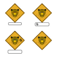 Set of four different panels with colorful leopard eyes on white background - vector