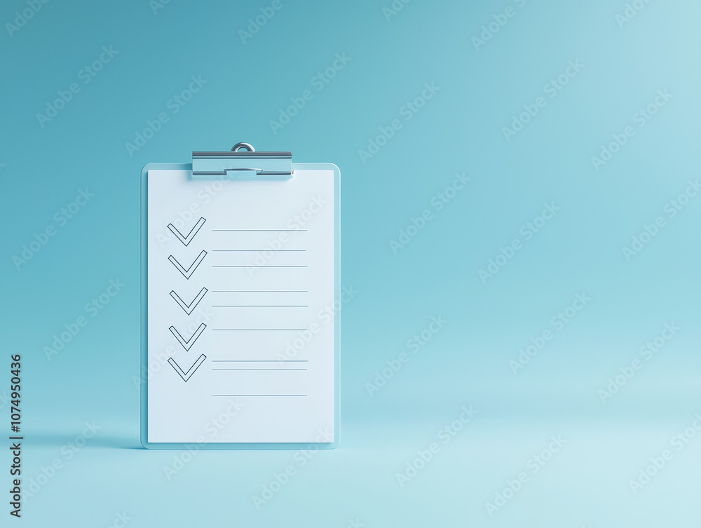 Poster a clipboard with checklist and checkmarks symbolizes organization and task completion, set against c