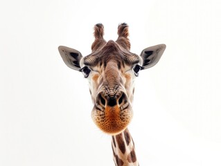 Giraffe with its mouth open in a close-up shot, looking directly at the camera.