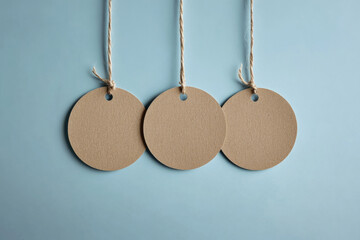 Three Blank Round Price Tag Mockup, Circle Label Mockup