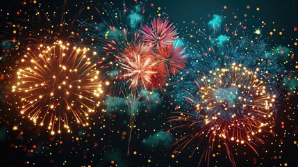 Fototapeta premium Colorful fireworks in the night sky. Display for celebrations or festivals.