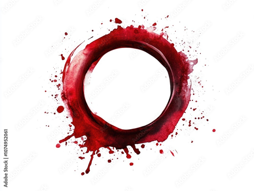 Aufkleber red circle with red splatters on it. the splatters are arranged in a way that they look like blood, 