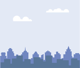 Cityscape with buildings and parkland. 2d Cartoon City Background with buildings. City illustration wallpaper.	