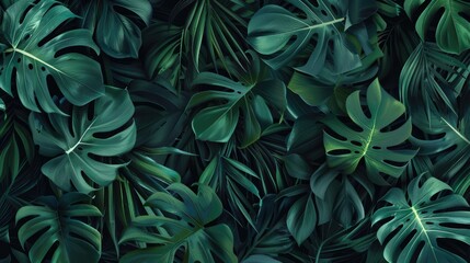 Vibrant green tropical foliage, a dense jungle background for textures and patterns. Great for wildlife photography or natural themes.