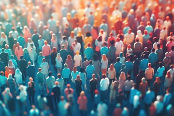A diverse crowd at an event, enjoying themselves and each other's company. Brightly colored outfits create a vibrant scene.