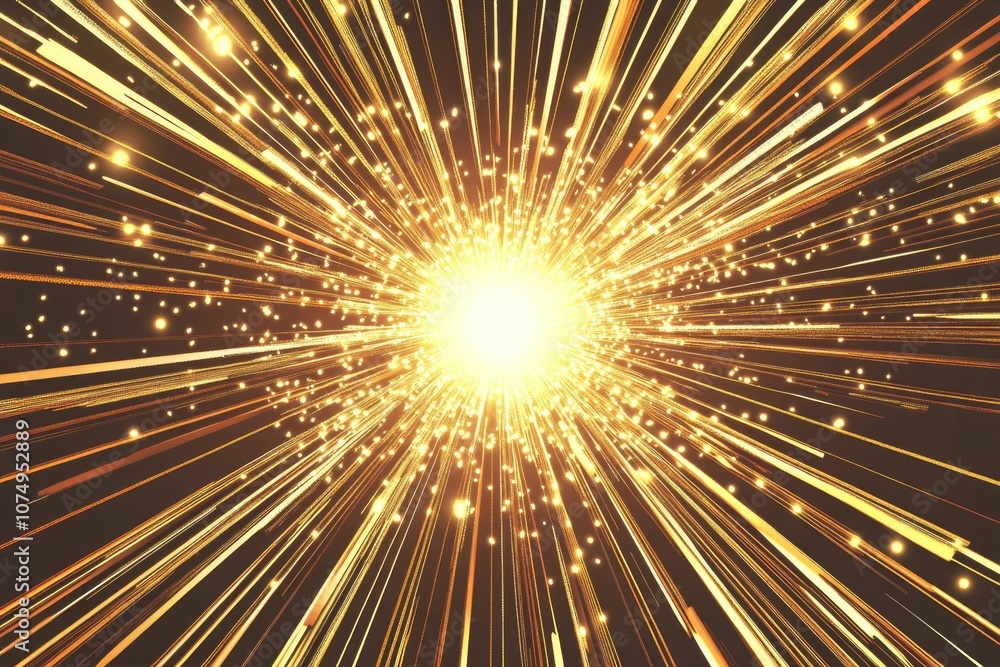 Poster dynamic, energetic background with starburst and bokeh effect.