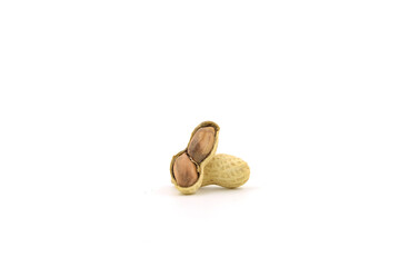 Peanuts on white background. High protein food. Contains many minerals.