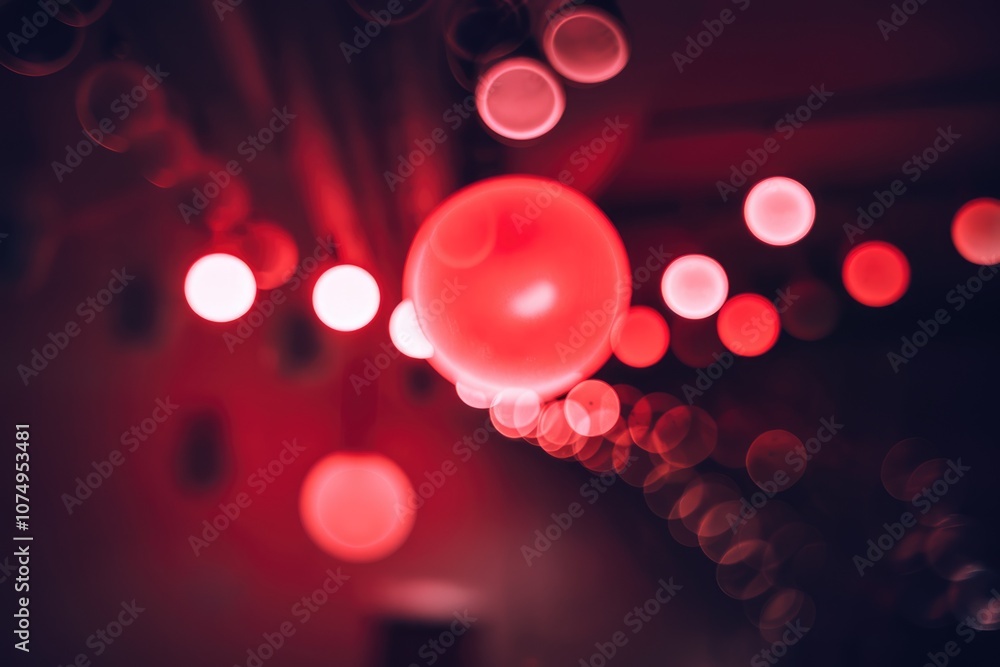 Poster abstract bokeh background with blurred red lights