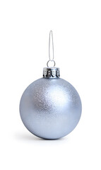 Silver Christmas ball isolated on a white background	
