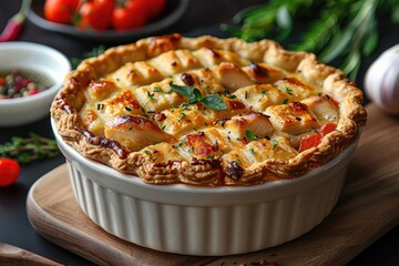 Golden Chicken Pot Pie with Thyme Garnish