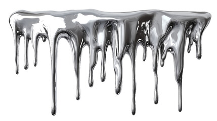 Fluidic metal dripping with shiny reflections