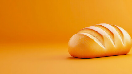 Freshly Baked Bread Loaf on Smooth Gradient Background in - Perfect for Food, Culinary, and Bakery Theme Usage