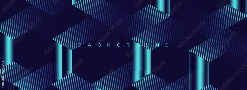 Poster digital hexagonal blue abstract background. digital futuristic technology concept with hexagons. geo