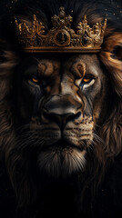 Majestic Gold-Crowned Lion Exuding Power and Royalty