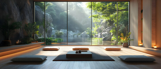 A serene living space with natural light, promoting calmness and tranquility in modern interiors.
