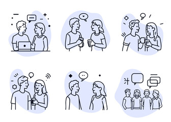 Set of Business People Vector Hand Drawn Line Art Icons. Contains such Icons as Business Meetings, Handshake, Agreements, One Meetings, and more. Editable Stroke. People line art vector icons.