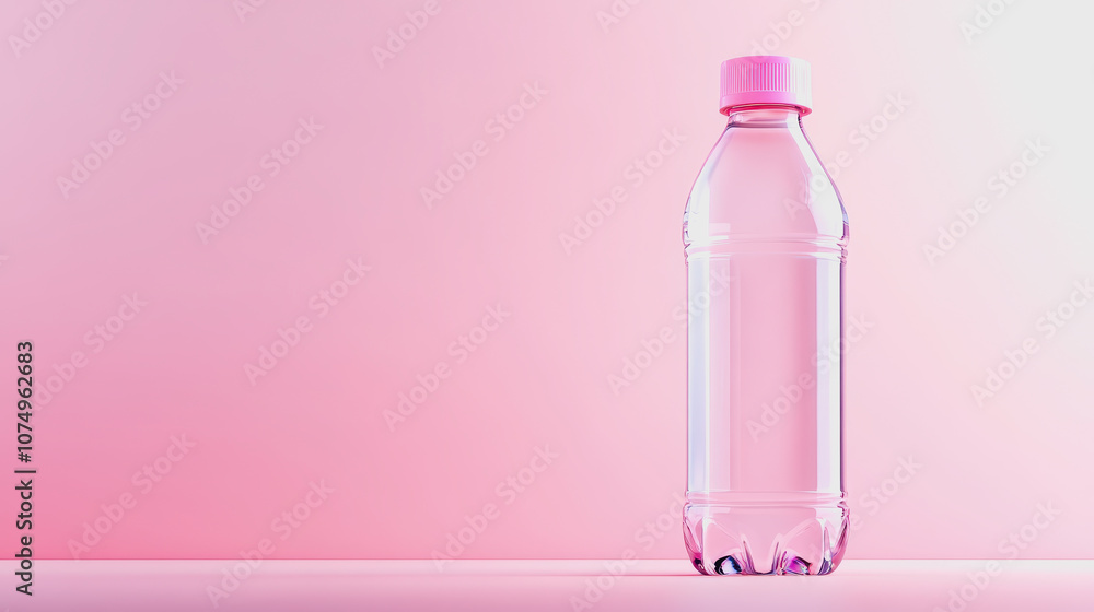 Poster sparkling water bottle on smooth gradient background in , emphasizing clarity and refreshment in a m