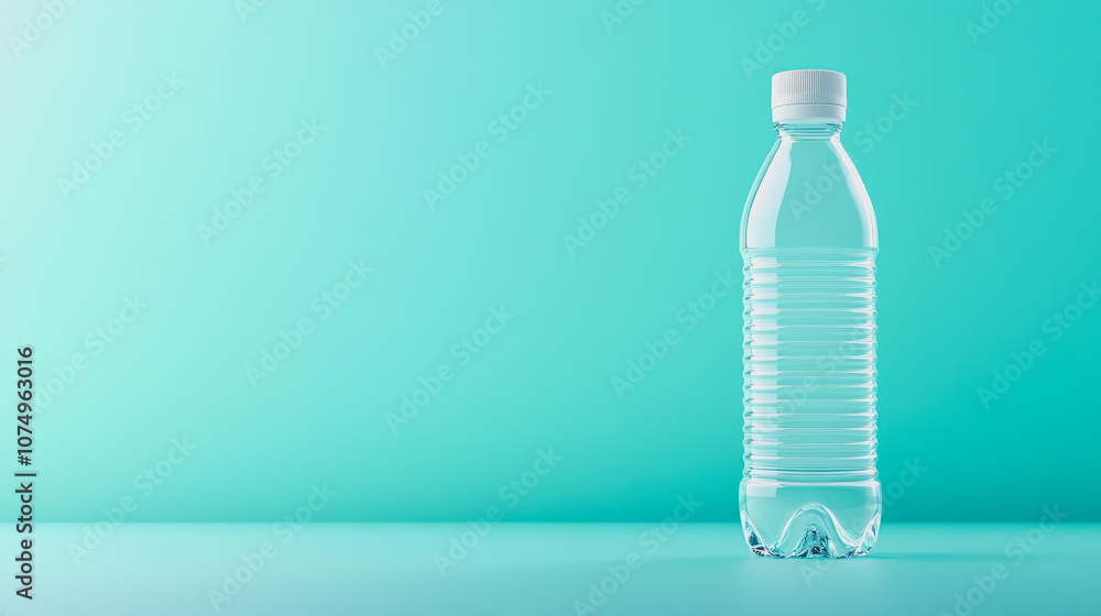 Poster clear and bright sparkling water bottle on a smooth gradient background in a , perfect for refreshin