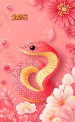 Obraz premium New Year pink snake art