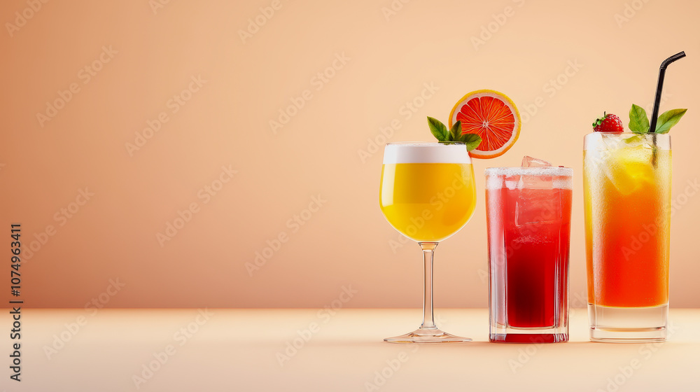 Aufkleber refreshing summer drinks collection in design with smooth gradient background for a bright and vibra
