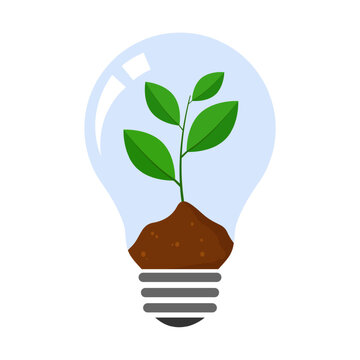 green plant growing inside lightbulb clip art preview